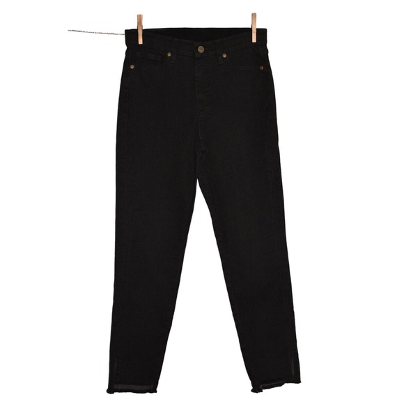 ISAAC MIZRAHI LIVE! NEW $74 Frayed Step Hem Slim Leg Ankle Jean in‎ Black Size 4 - Picture 1 of 2